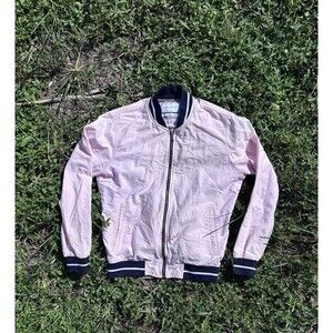 Denim & Flower Ricky Singh Mens Jacket Small Pink Full Zip Coat Bomber Light